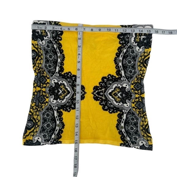 Caché Yellow Black Geometric Skinny Mini Skirt Size Medium Women’s - Picture 5 of 5